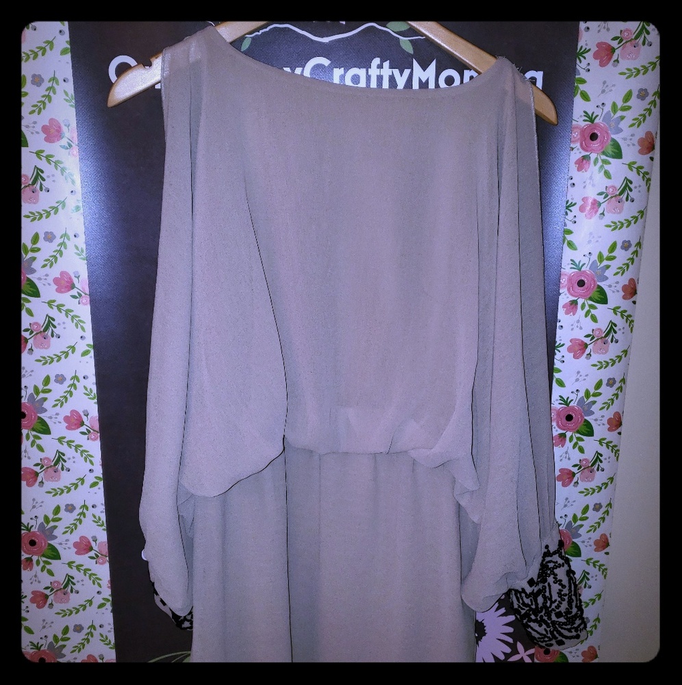Coveted Clothing Tan Dress w/ bead embellishments
